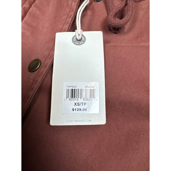 NWT Lucky Brand Jacket Women's XS Maroon Red Hooded Utility Military Stretch - Picture 8 of 16